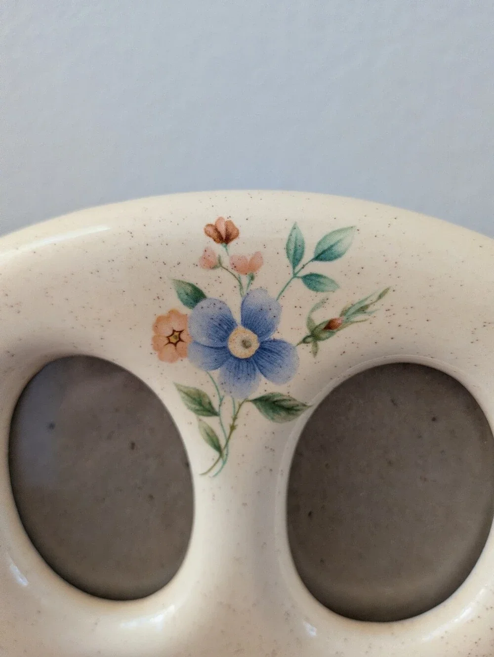VTG Ceramic Double Oval Small Floral Picture Frame Cottagecore Sabby Chic 5
